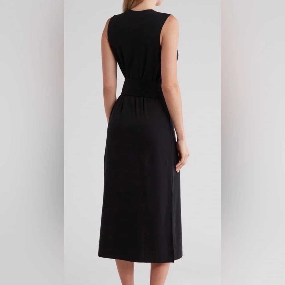 NWT - Vince Square Neck Pima Cotton Midi Dress in Black Size Small (Flaw) - Picture 3 of 12